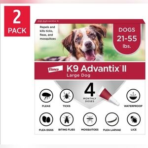 K9 Advantix II Flea and Tick Topical Treatment for Large Dogs 21-55 lbs 8 doses